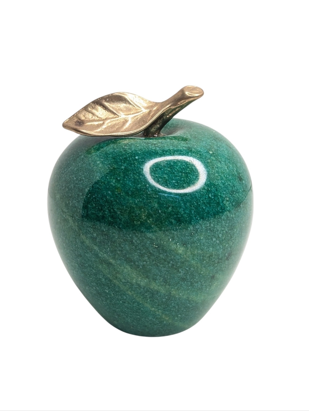 Vintage Green Marble Apple Paperweight / Decor